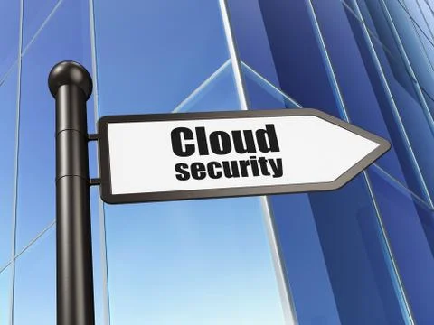 Cloud technology concept: Cloud Security on Building background Stock Illustration