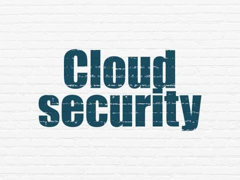 Cloud technology concept: Cloud Security on wall background Stock Illustration