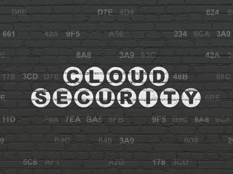 Cloud technology concept: Cloud Security on wall background Illustrazione stock