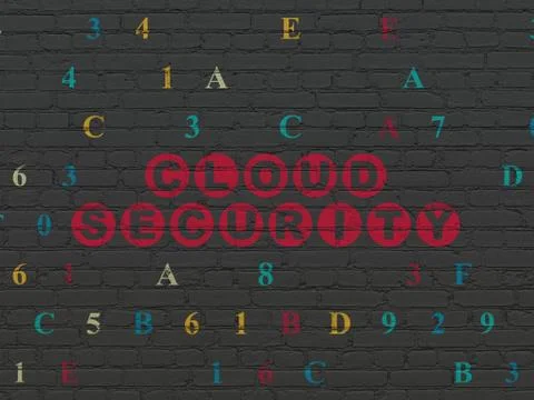 Cloud technology concept: Cloud Security on wall background Stock Illustration