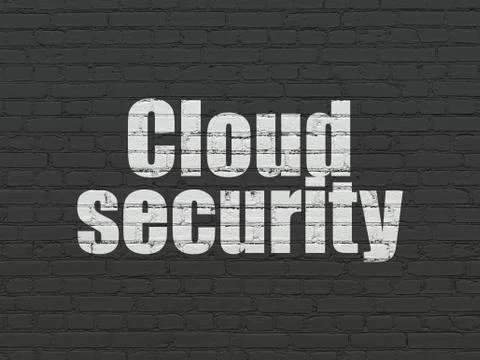 Cloud technology concept: Cloud Security on wall background Illustrazione stock