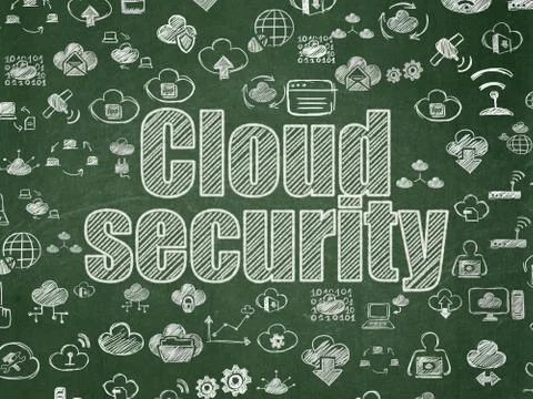 Cloud technology concept: Cloud Security on School board background 스톡 일러스트