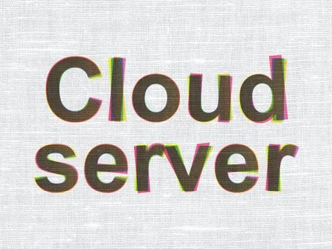 Cloud technology concept: Cloud Server on fabric texture background 스톡 일러스트