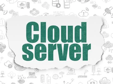 Cloud technology concept: Cloud Server on Torn Paper background Stock Illustration