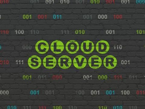Cloud technology concept: Cloud Server on wall background Stock Illustration