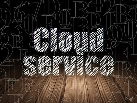 Cloud technology concept: Cloud Service in grunge dark room Illustrazione stock