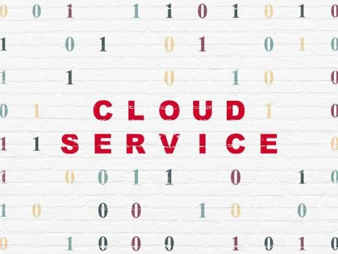 Cloud technology concept: Cloud Service on wall background Stock Illustration
