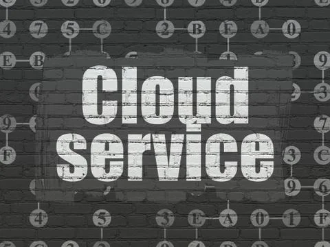 Cloud technology concept: Cloud Service on wall background Stock Illustration