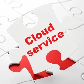 Cloud technology concept: Cloud Service on puzzle background Stock Illustration