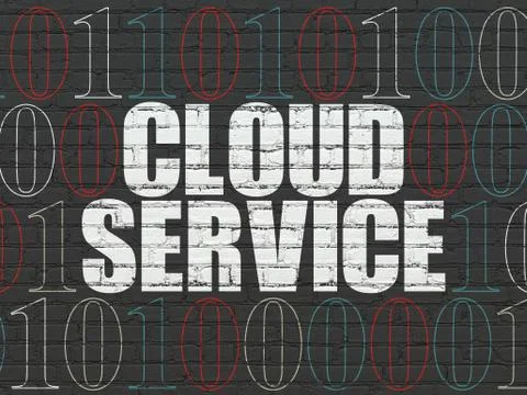 Cloud technology concept: Cloud Service on wall background Stock Illustration