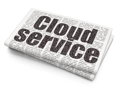 Cloud technology concept: Cloud Service on Newspaper background 库存插图