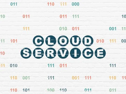 Cloud technology concept: Cloud Service on wall background Stock Illustration
