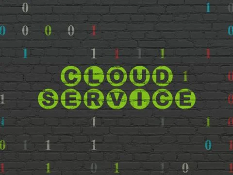 Cloud technology concept: Cloud Service on wall background Stock Illustration