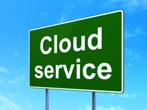 Cloud technology concept: Cloud Service on road sign background Stock Illustration