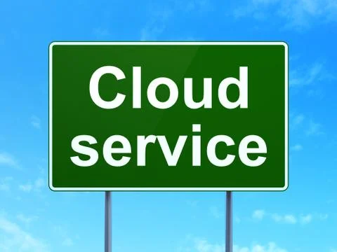 Cloud technology concept: Cloud Service on road sign background Stock Illustration
