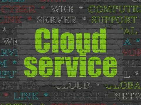 Cloud technology concept: Cloud Service on wall background Stock Illustration