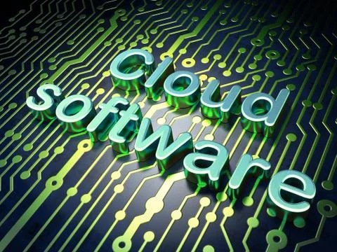 Cloud technology concept: Cloud Software on circuit board background Stock Illustration