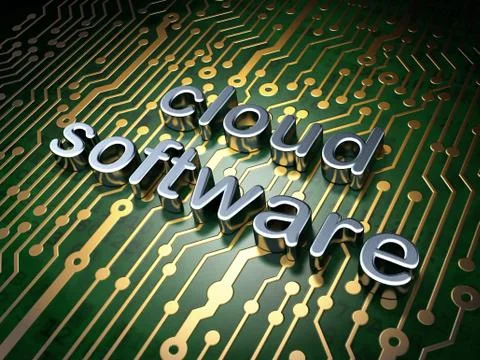 Cloud technology concept: Cloud Software on circuit board 스톡 일러스트