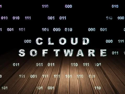 Cloud technology concept: Cloud Software in grunge dark room イラスト素材