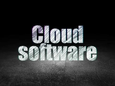 Cloud technology concept: Cloud Software in grunge dark room イラスト素材
