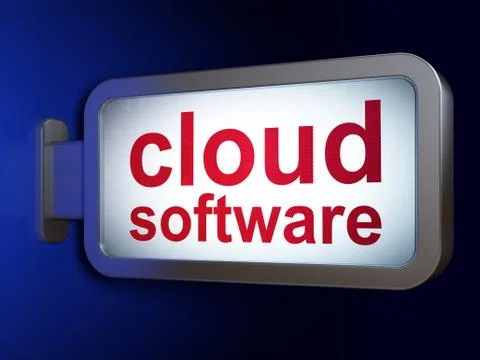 Cloud technology concept: Cloud Software on billboard background 库存插图