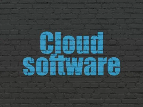 Cloud technology concept: Cloud Software on wall background 스톡 일러스트