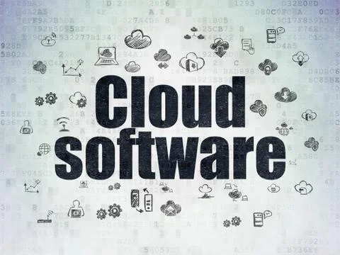 Cloud technology concept: Cloud Software on Digital Data Paper background Stock-Illustration