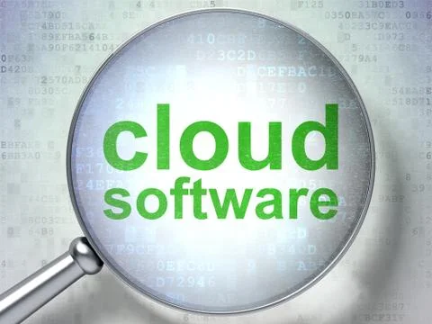 Cloud technology concept: Cloud Software with optical glass イラスト素材