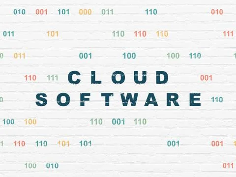 Cloud technology concept: Cloud Software on wall background Stock Illustration