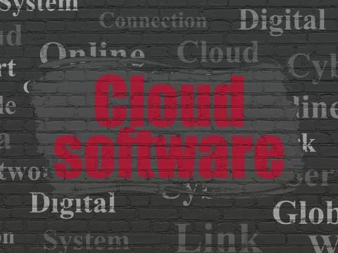 Cloud technology concept: Cloud Software on wall background Illustrazione stock