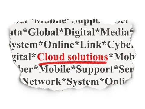 Cloud technology concept: Cloud Solutions on Paper background Illustrazione stock