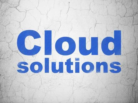 Cloud technology concept: Cloud Solutions on wall background Stock Illustration