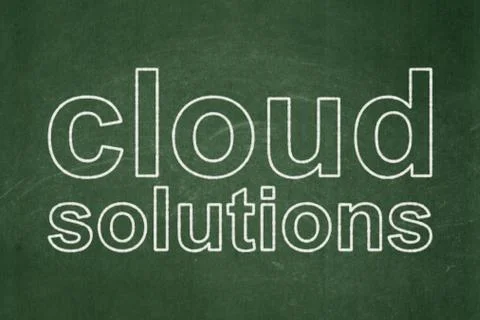 Cloud technology concept: Cloud Solutions on chalkboard background Illustrazione stock
