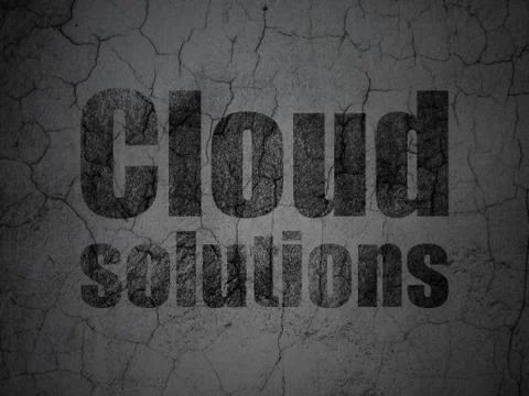 Cloud technology concept: Cloud Solutions on grunge wall background Illustrazione stock