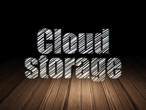 Cloud technology concept: Cloud Storage in grunge dark room Stock Illustration