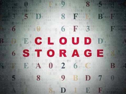 Cloud technology concept: Cloud Storage on Digital Data Paper background Illustrazione stock