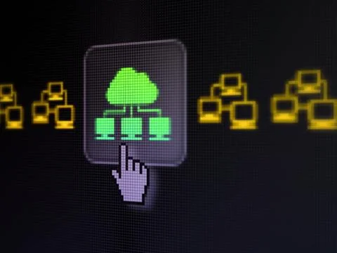 Cloud technology concept: Cloud Technology on digital computer s Illustrazione stock