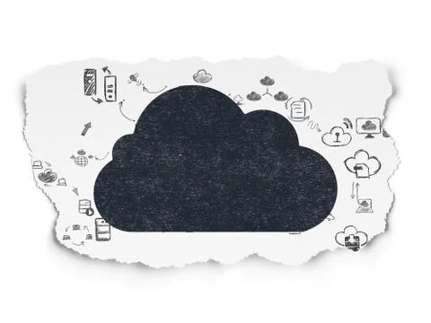 Cloud technology concept: Cloud on Torn Paper background Stock Illustration