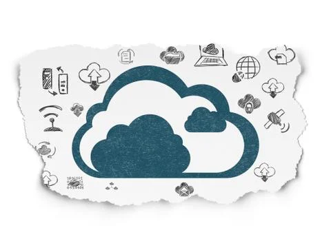 Cloud technology concept: Cloud on Torn Paper background Stock Illustration