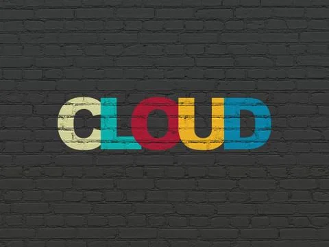 Cloud technology concept: Cloud on wall background Illustrazione stock