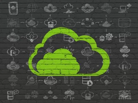 Cloud technology concept: Cloud on wall background Stock Illustration