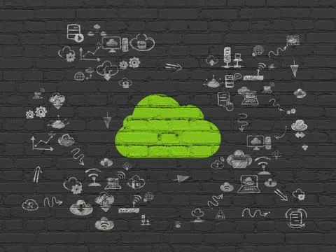 Cloud technology concept: Cloud on wall background イラスト素材