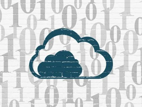 Cloud technology concept: Cloud on wall background Illustrazione stock