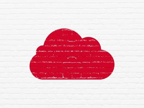 Cloud technology concept: Cloud on wall background Stock Illustration