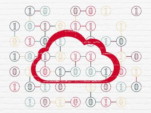 Cloud technology concept: Cloud on wall background イラスト素材