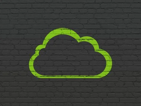 Cloud technology concept: Cloud on wall background Illustrazione stock