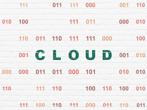Cloud technology concept: Cloud on wall background Stock Illustration
