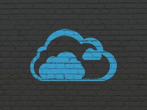 Cloud technology concept: Cloud on wall background Stock Illustration