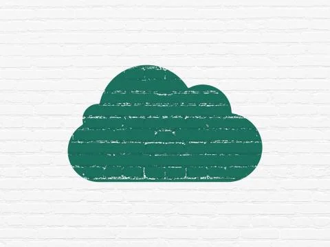 Cloud technology concept: Cloud on wall background イラスト素材