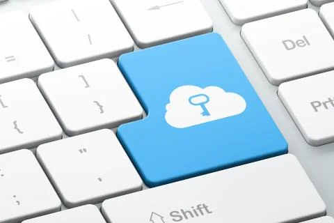 Cloud technology concept: Cloud Whis Key on computer keyboard イラスト素材